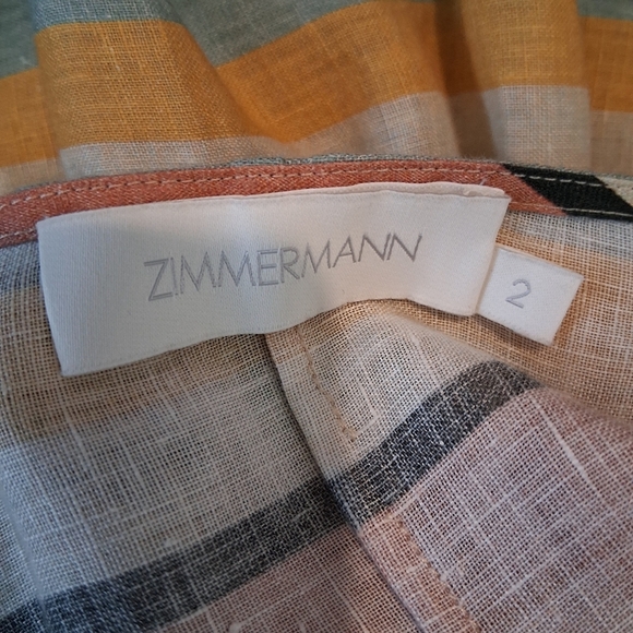Zimmerman Cassia Draw Stripe Mini Linen Dress Size 2 - Picture 13 of 15